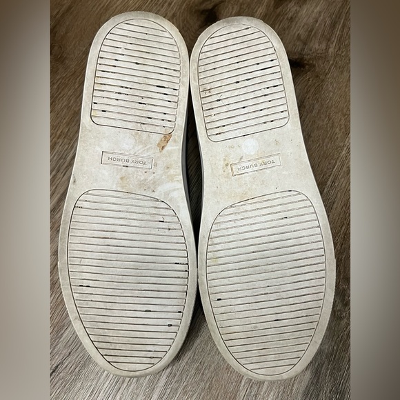 Tory Burch Rosette High Top Sneakers Navy Blue Leather Size 9 Ankle Booties - Picture 12 of 15